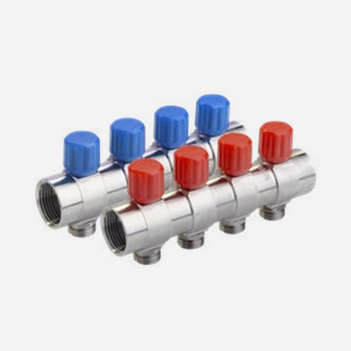 تصویر  ) دسته آبی و قرمز ( نیوکلکتور رزوه ای همراه با شیر تنظیم سایز )5b()1"*1/2"(